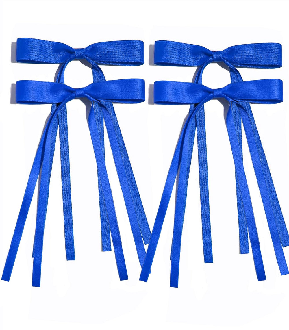 Ayesha royal blue bow front view showing elegant shape and long tail benefit
