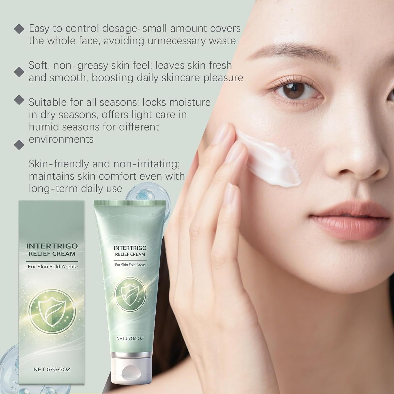 Using Ayland cream under-breast to show support for skin folds and all-day dryness
