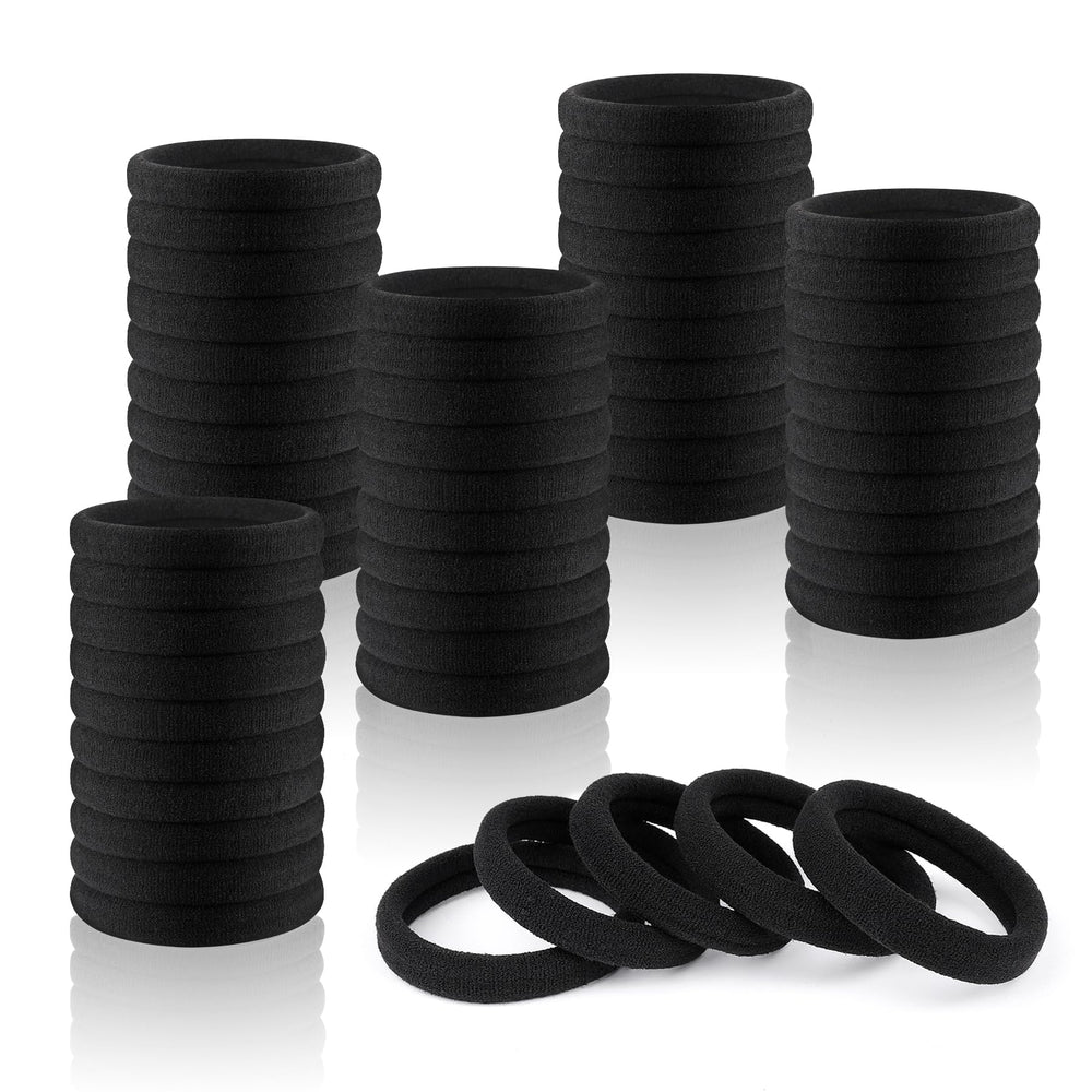 Ayogost front pack showing 180 black hair ties and bulk value