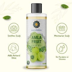 AYURVEDASHREE ingredients flatlay showing amla and herbal components for scalp health