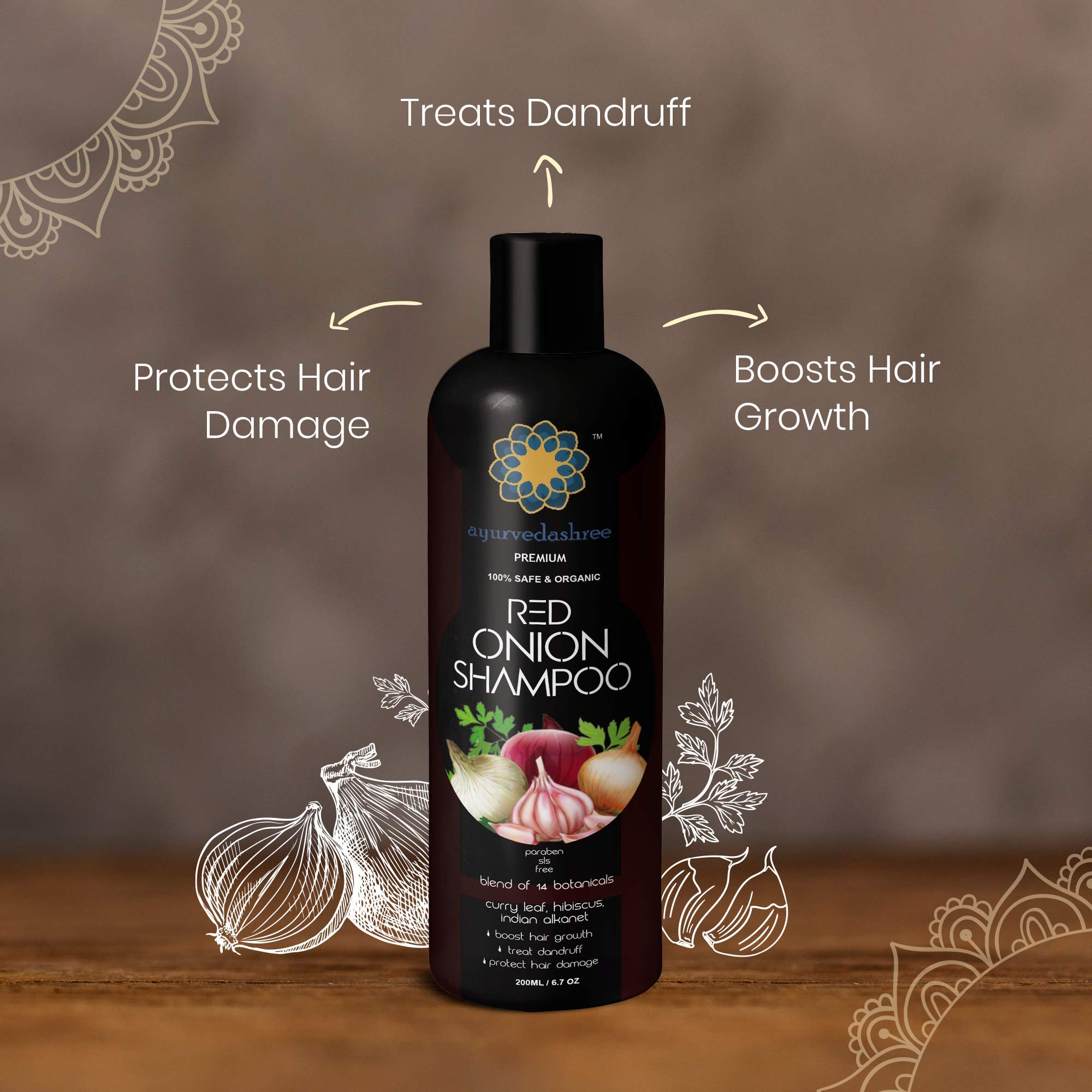 AYURVEDASHREE closeup on scalp with oil sheen showing nourishing effect