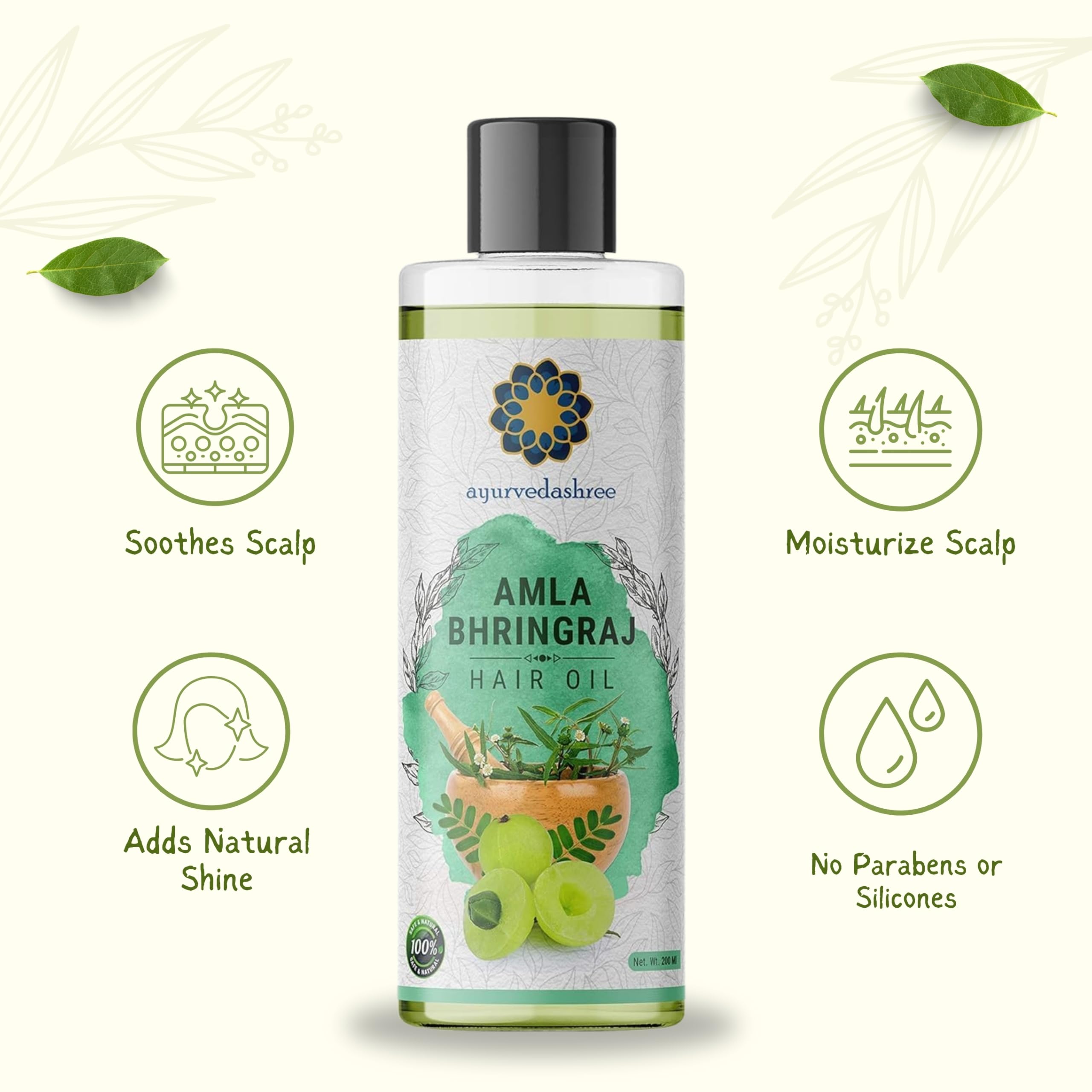AYURVEDASHREE oil drop texture close-up demonstrating lightweight fast absorption