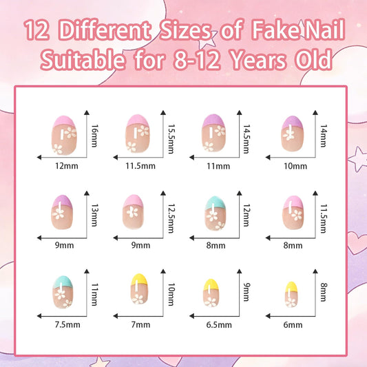 Ayzrmly close-up layout of six styles of press-on nails highlighting vibrant patterns