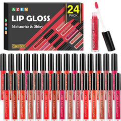 AZEN front packaging display showing 24 glosses and vibrant variety for choice