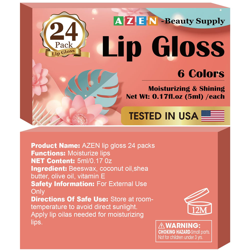AZEN lip glosses arranged with a makeup bag showing everyday styling benefit