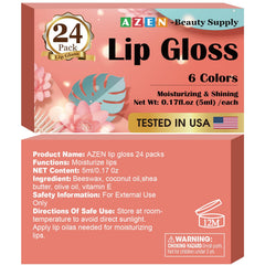 AZEN lip glosses arranged with a makeup bag showing everyday styling benefit