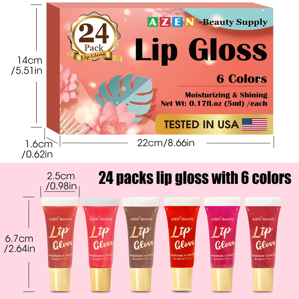 AZEN gloss tube held in hand showing compact size and travel convenience