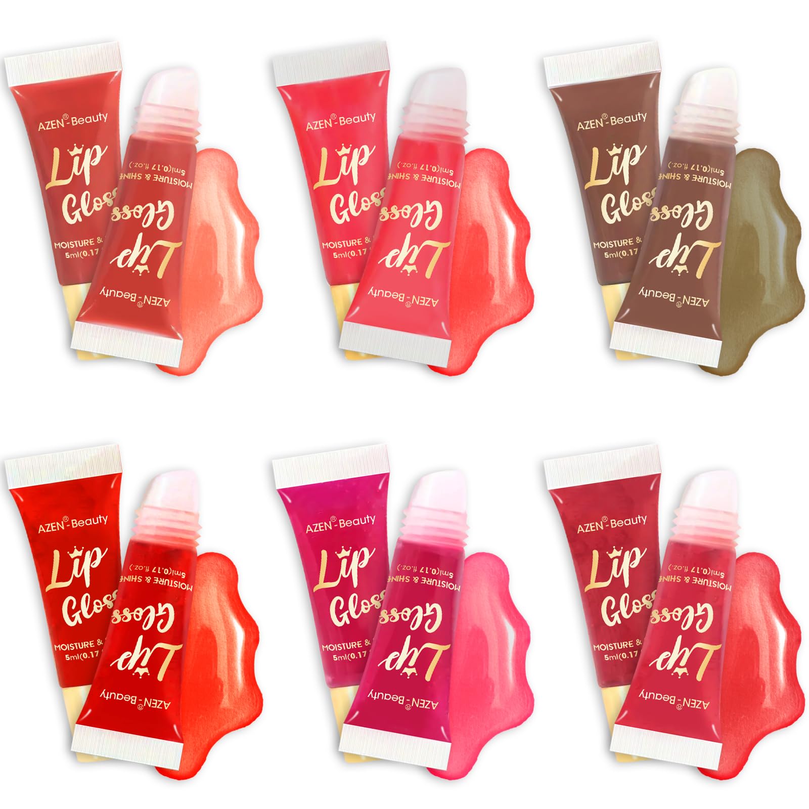AZEN swatches displaying glossy texture and color payoff benefits
