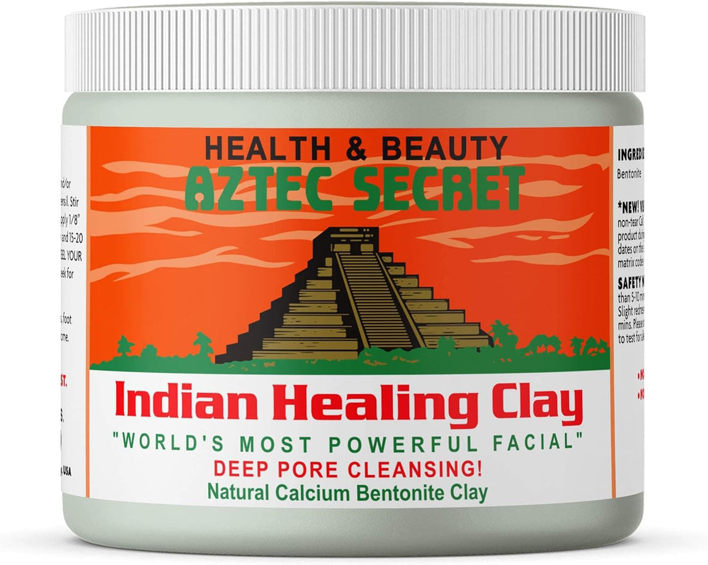 Aztec Secret jar front packaging showing brand and 16 oz size for clear identification and value