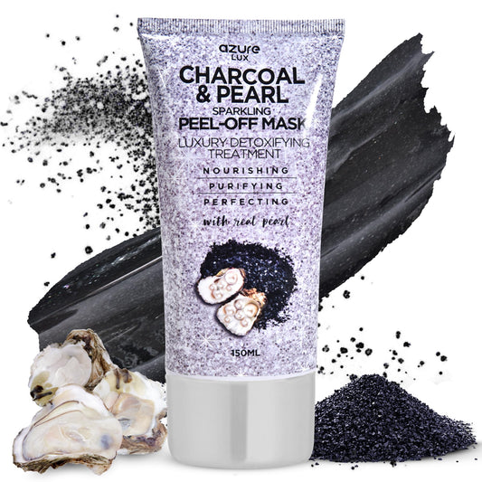 Azure Cosmetics front packaging showing charcoal and pearl benefits