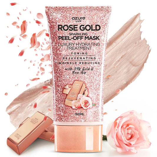 Azure Cosmetics front packaging showing rose hip and gold benefits