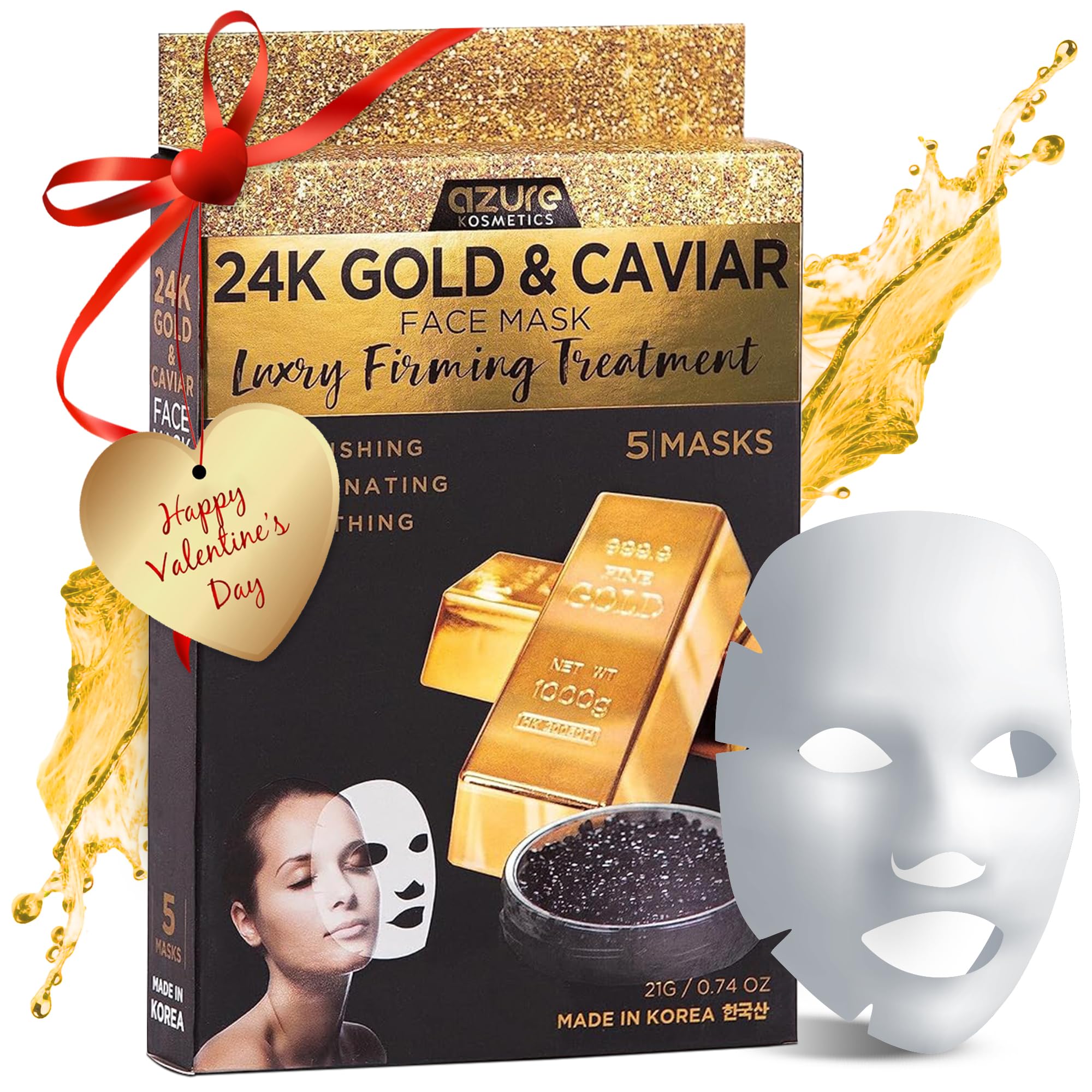Azure Cosmetics front packaging showing five mask sachets and brand clarity benefit