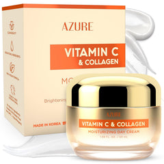 Azure Cosmetics jar on bathroom counter styled in morning routine, promotes radiant skin