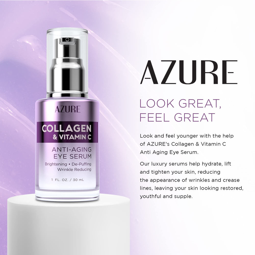 Azure Cosmetics in-use with roller demonstrating de-puffing application and calming benefit