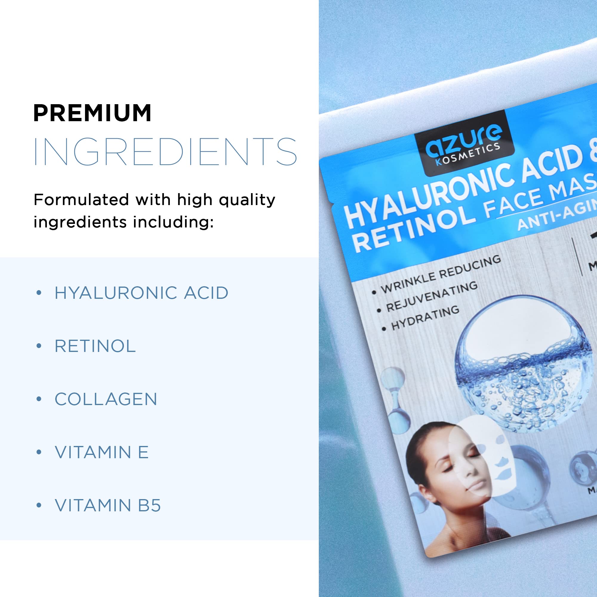 Azure Cosmetics model wearing sheet mask demonstrating fit benefit