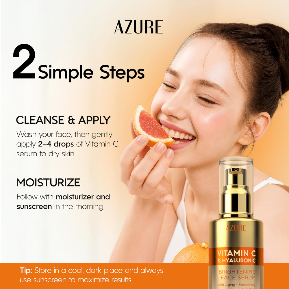 Azure serum on bathroom counter during routine showing daily use benefit