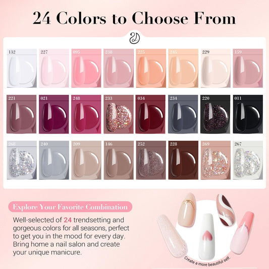 AZUREBEAUTY 24 dip powders array offering versatile color options