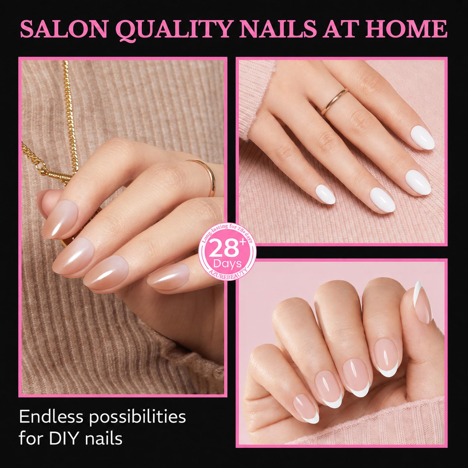 AZUREBEAUTY polished almond tips styled with nail art for inspiration