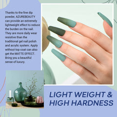 AZUREBEAUTY hand dipping nails into powder showing simple salon-style application