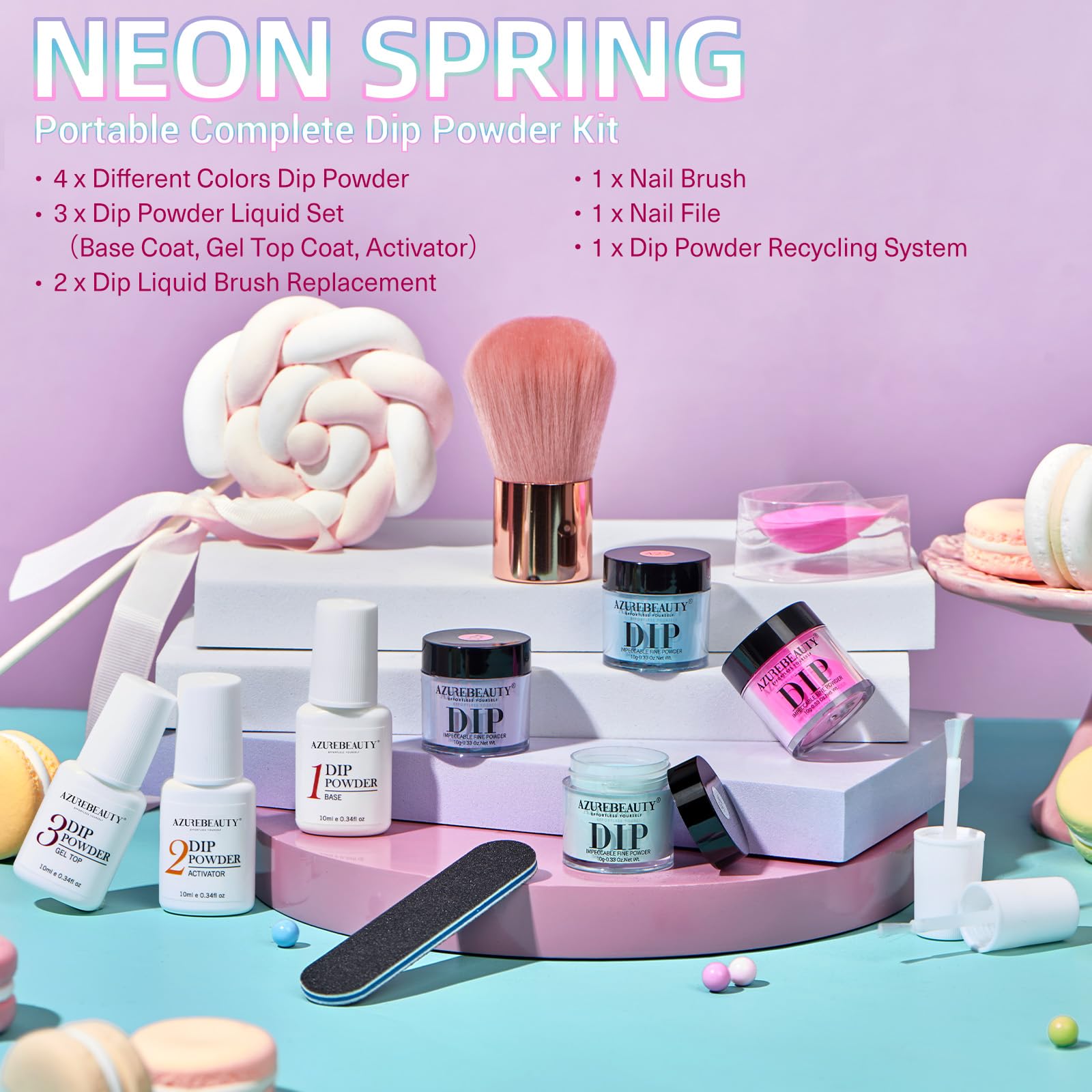 AZUREBEAUTY hands applying dip powder demonstrating easy at-home manicure