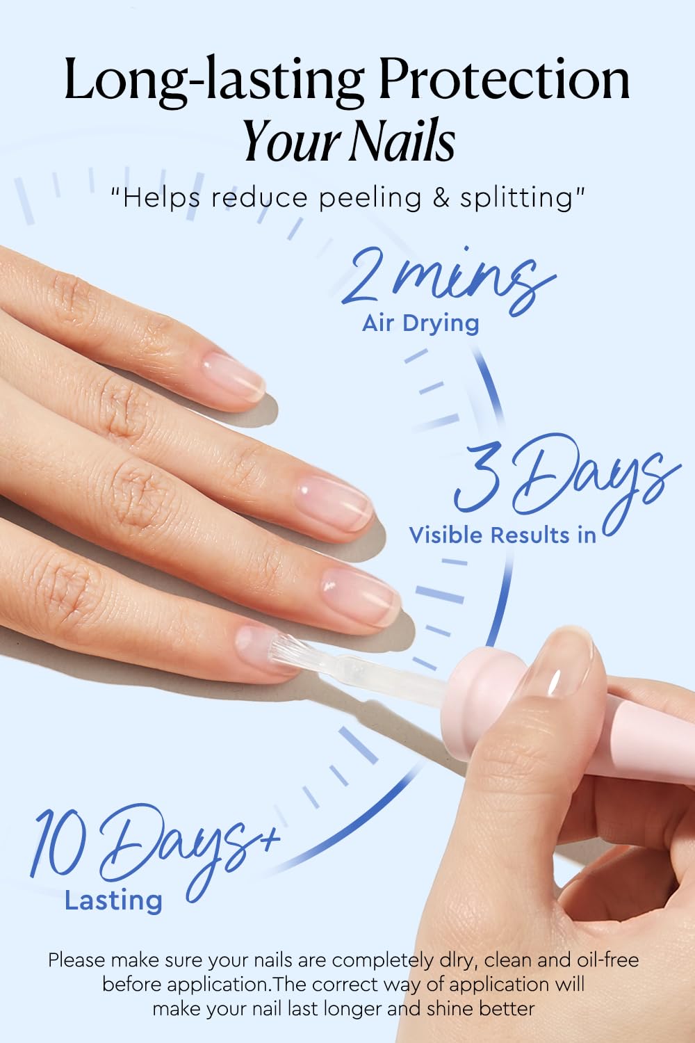 AzureBeauty applying strengthener to natural nail for visible reinforcement