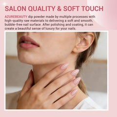 AZUREBEAUTY hand dipping nail into powder showing easy at-home application