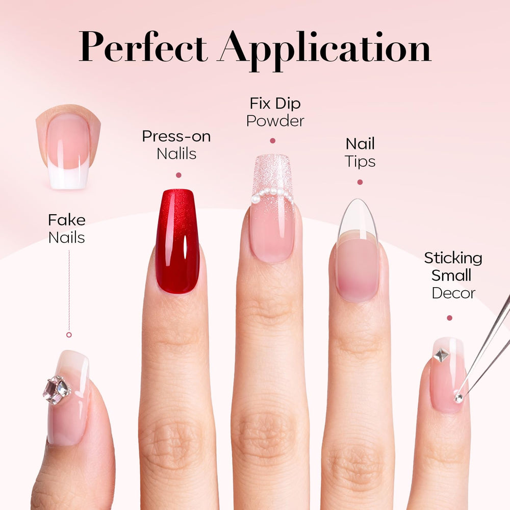 AzureBeauty bonding a press-on nail securely for long-lasting wear