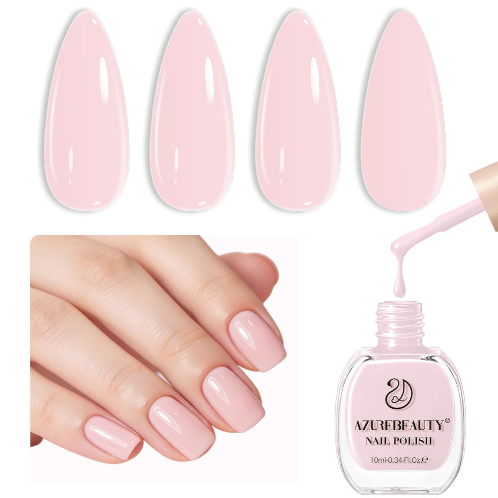 AZUREBEAUTY bottle front view showing pale pink shade and clean packaging for easy choosing