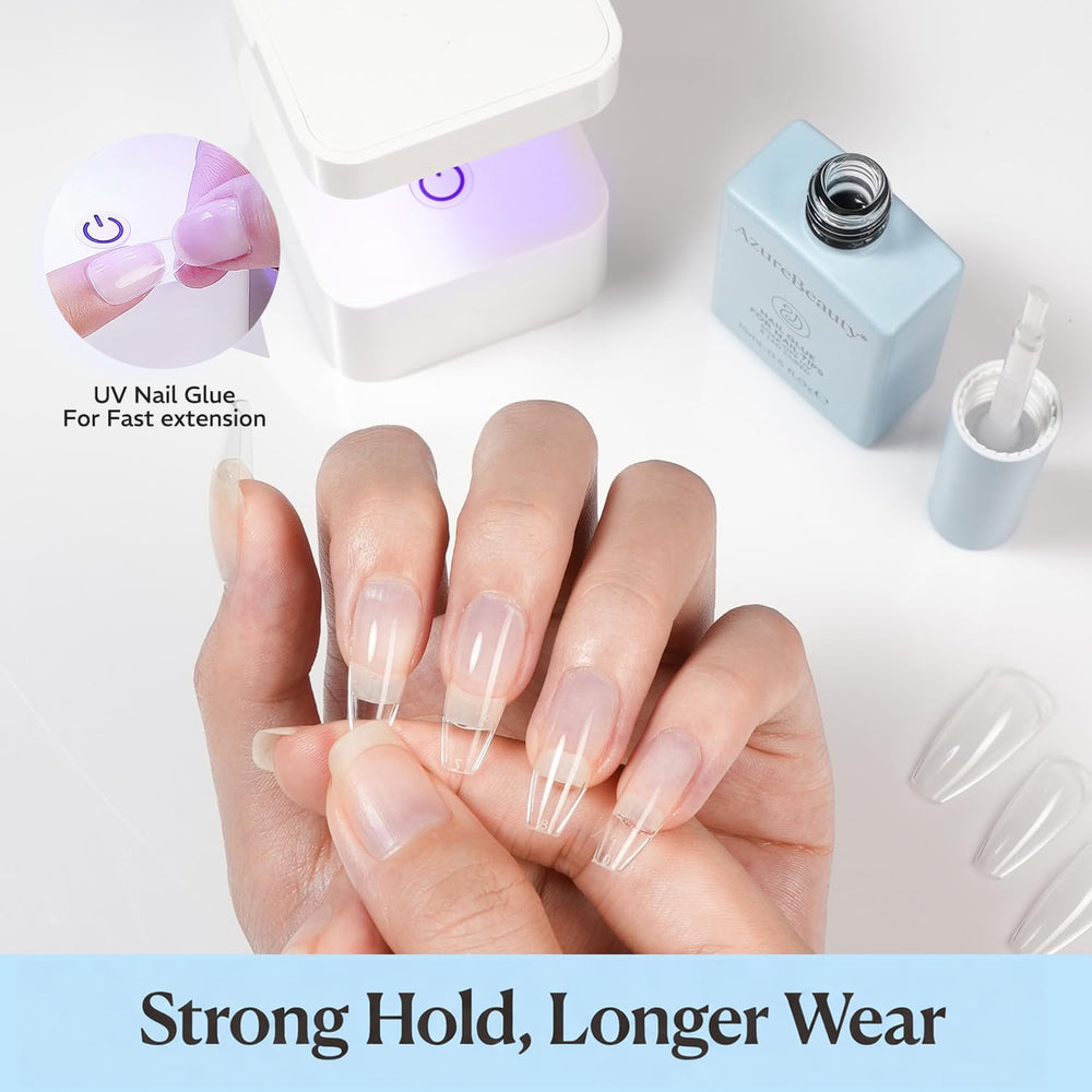 AZUREBEAUTY brush applying gel to false tip for easy adhesion