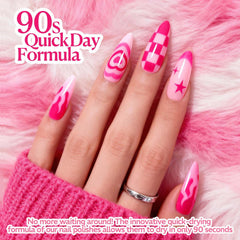 AZUREBEAUTY brush stroke of hot pink polish on a nail demonstrating smooth, even application