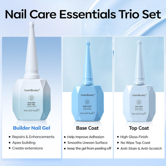 AZUREBEAUTY clear builder gel bottle close-up highlighting precise brush and seal