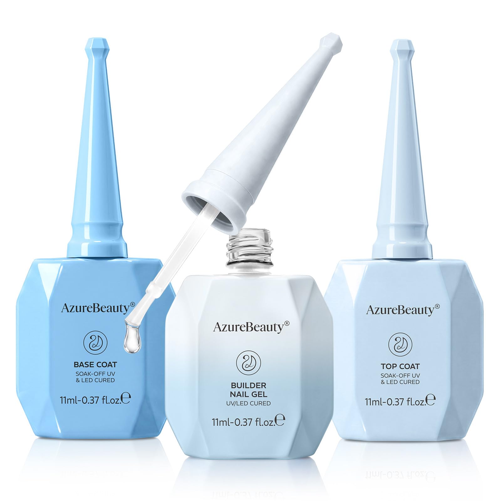 AZUREBEAUTY builder gel kit front packaging showing three bottles, convenient home use