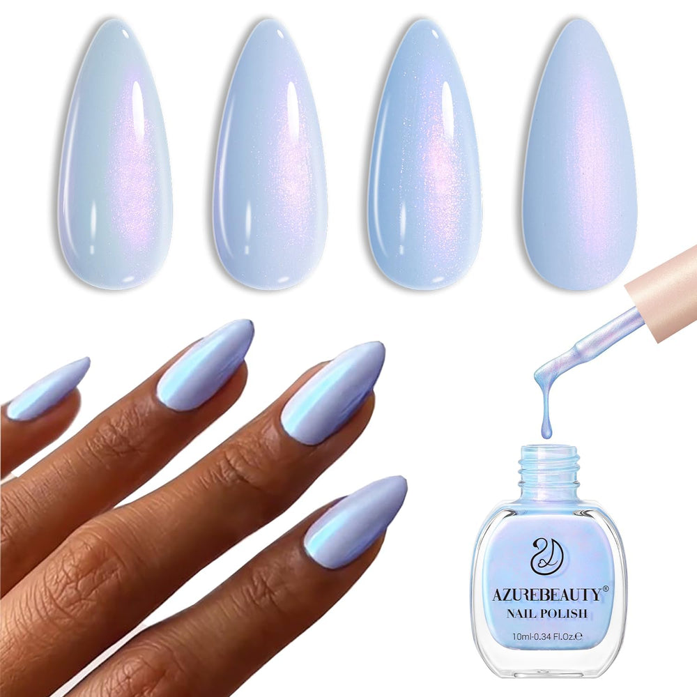 AZUREBEAUTY bottle front showing celestial blue vibrant color and glossy finish