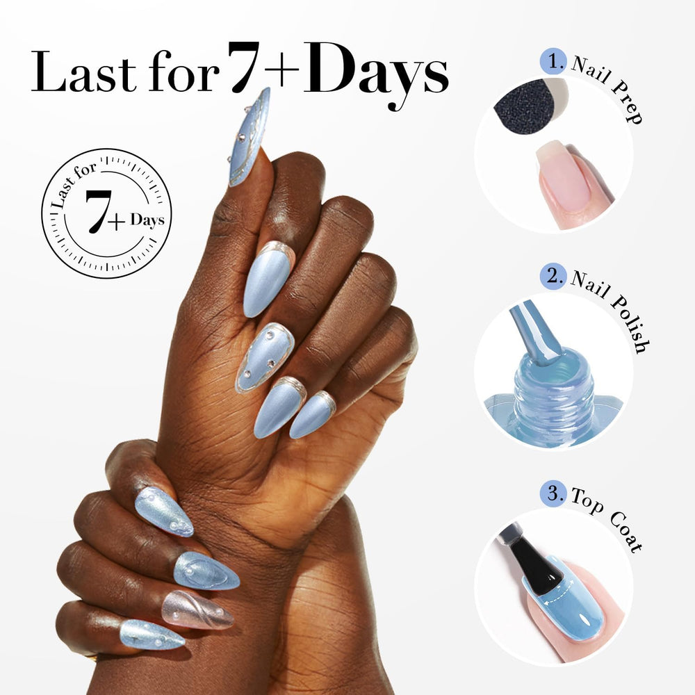 AZUREBEAUTY manicure on hand model showing glossy salon-like finish