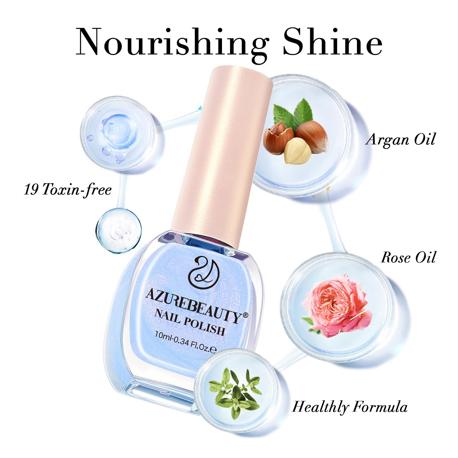 AZUREBEAUTY bottle next to coin showing compact travel-friendly size