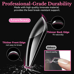 AZUREBEAUTY clear tip stack highlighting thin back edge for natural fit