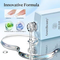 AZUREBEAUTY cured glossy nail finish showing crystal-clear result