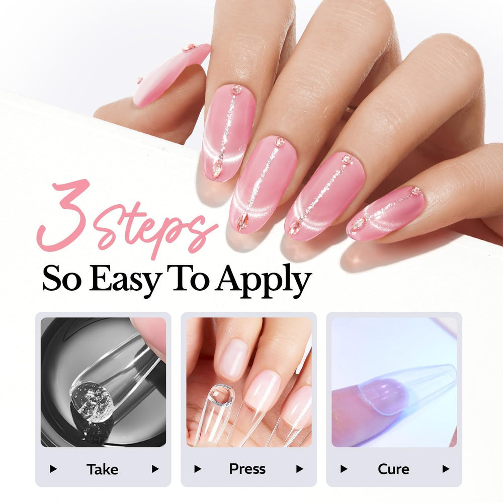 AZUREBEAUTY cured press-on nail showing durable bond and glossy finish