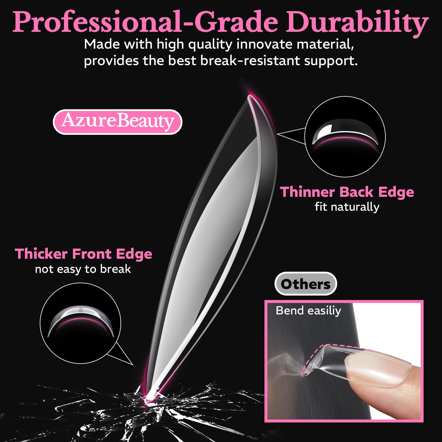 AZUREBEAUTY thin back edge profile for seamless natural-nail transition