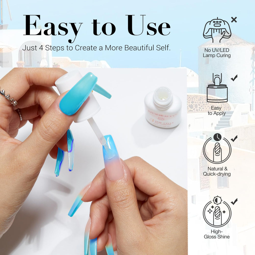 AZUREBEAUTY finished manicure lifestyle scene showcasing glossy long-wear benefit