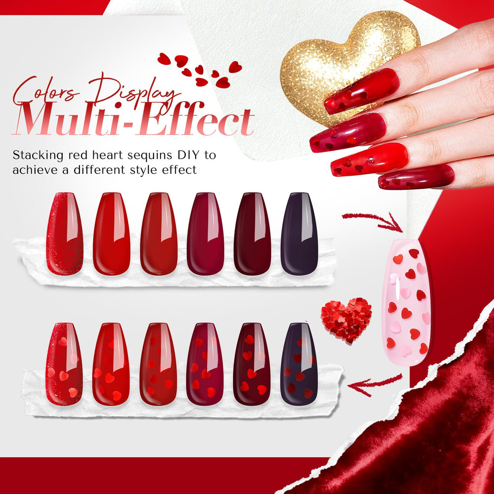 AZUREBEAUTY finished French tip nails with heart sequins showcasing romantic accents