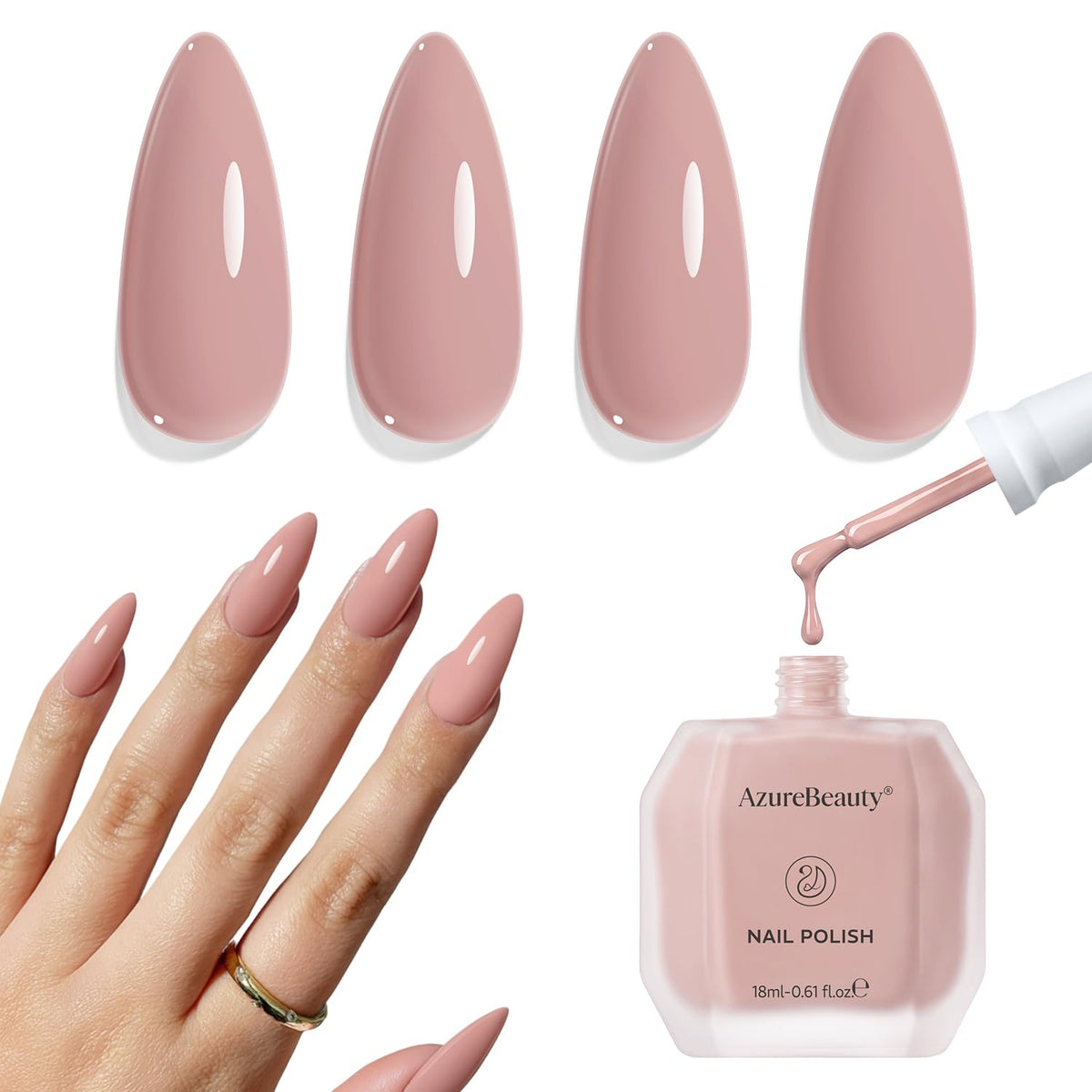 AZUREBEAUTY front bottle showing nude pink shade and quick-dry benefit