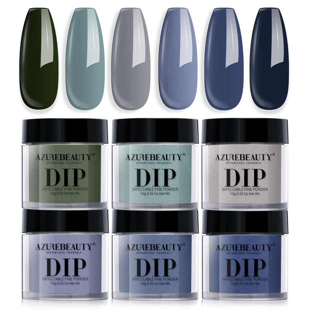 AZUREBEAUTY front packaging showing six blue sage green grey jars and benefits