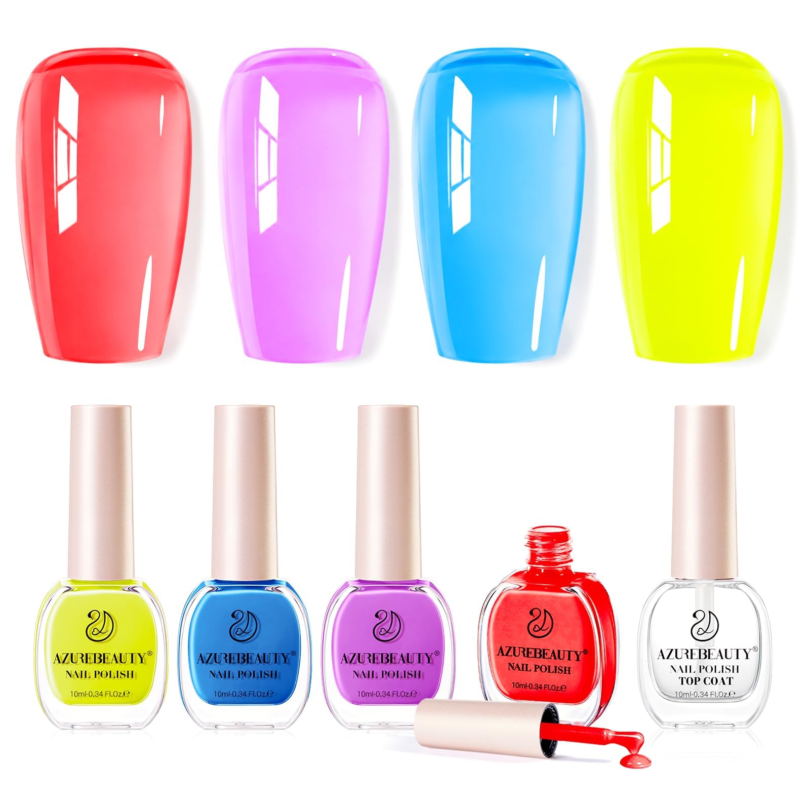 AZUREBEAUTY front packaging showing the four neon colors for vibrant summer looks