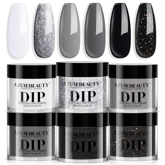 AZUREBEAUTY front packaging showing six dip powder jars and kit contents for easy selection
