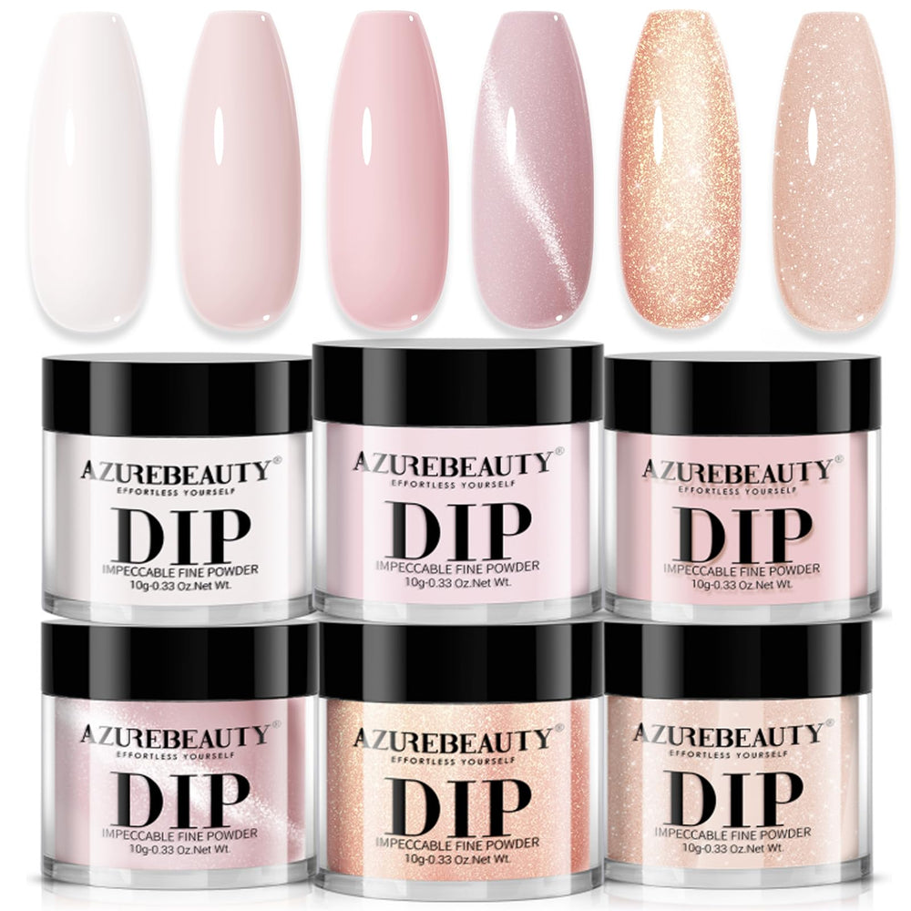 AZUREBEAUTY front packaging showcasing the six-color dip powder kit benefits