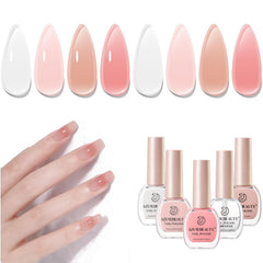 AZUREBEAUTY front packaging showing four nude pink bottles and top coat, convenient kit