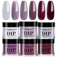 AZUREBEAUTY front packaging showing six-color dip powder kit and benefits