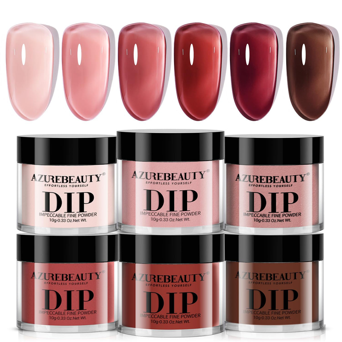 AZUREBEAUTY front packaging showing six blush jelly powders and brand benefit