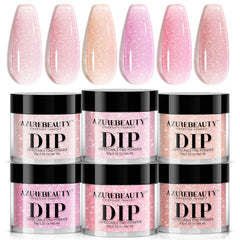 AZUREBEAUTY front packaging showing six jelly pink dip powders and branding